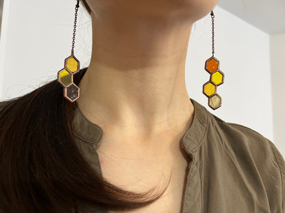 Unique Honeycomb Earrings Inspired by Bees
