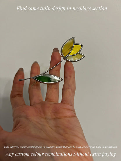 Lightweight stained glass floral brooch for women