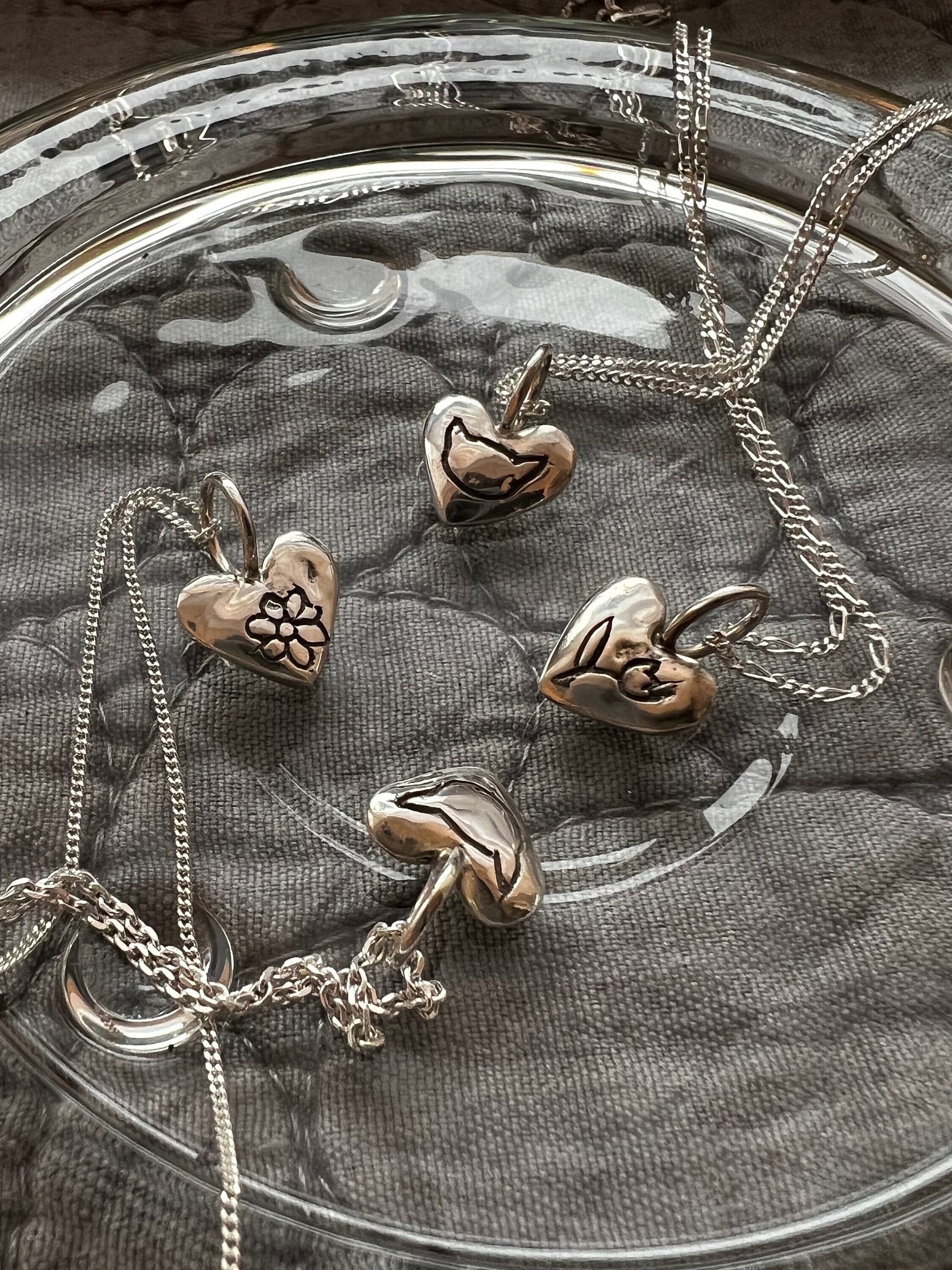 Personalized Sterling Silver Heart Necklace: Hand-Engraved Self-Love Pendant