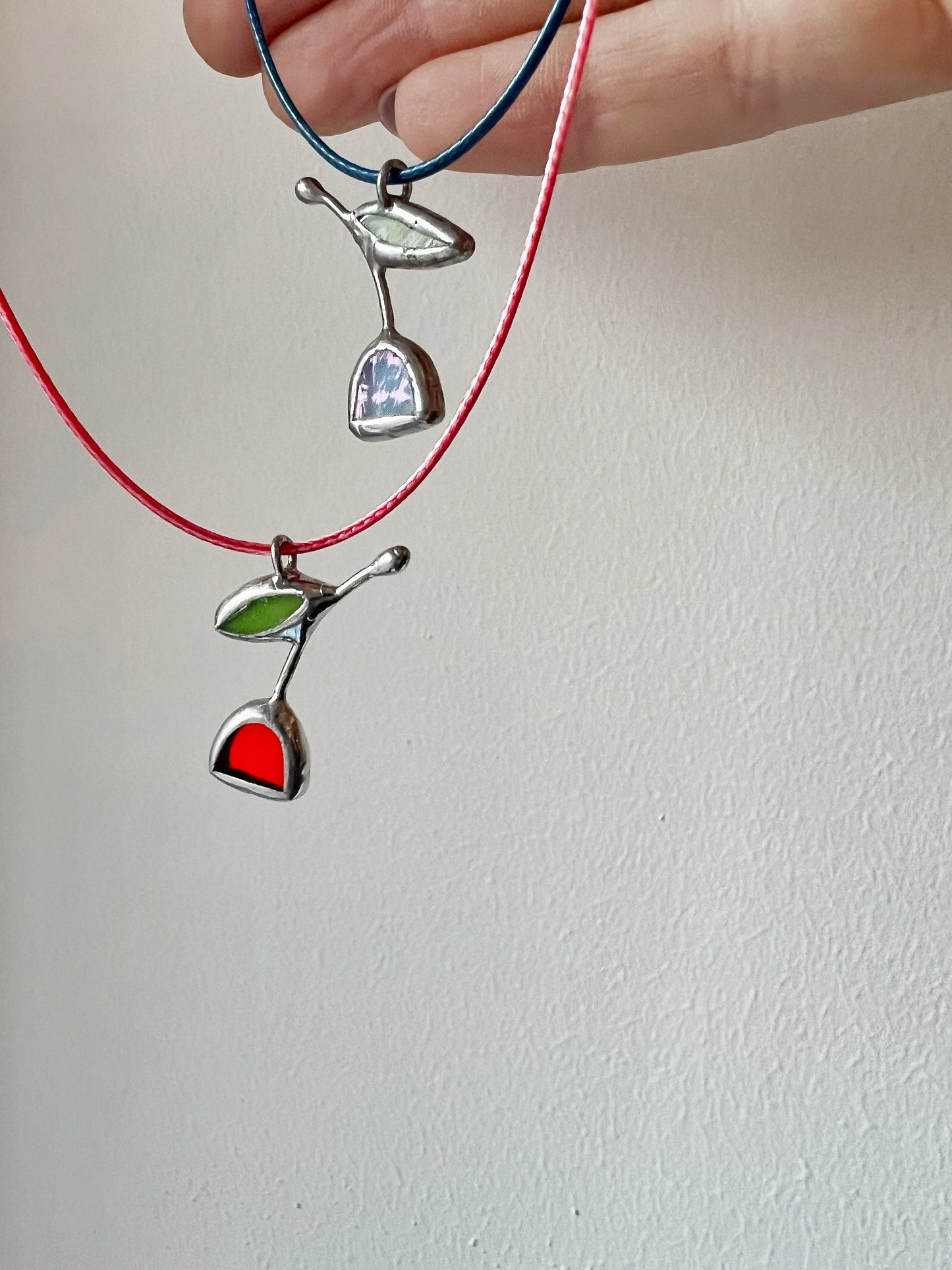 Stained Glass Tulip Necklace: Fused Floral Pendant, Nature Jewelry