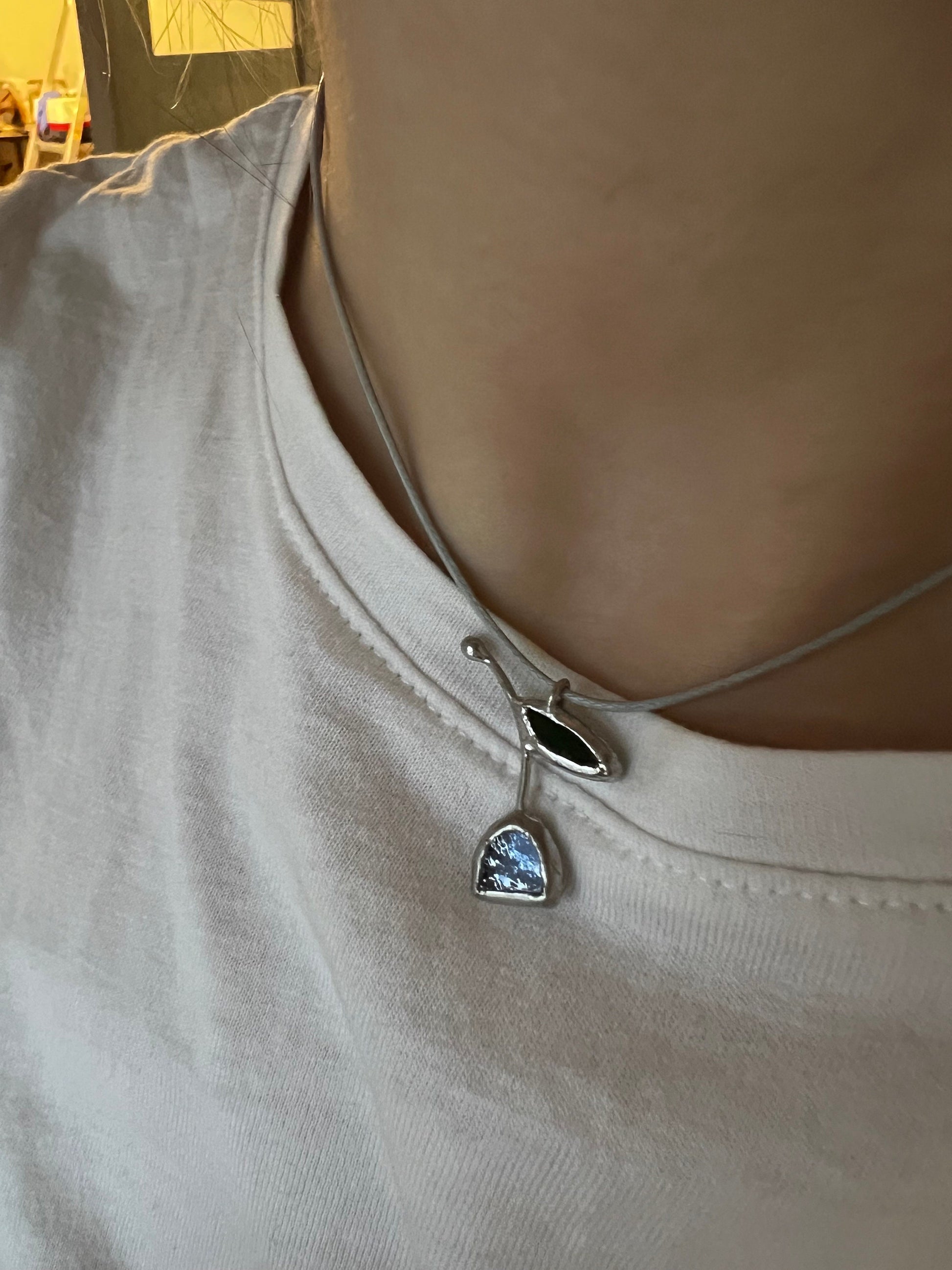 Stained Glass Tulip Necklace: Fused Floral Pendant, Nature Jewelry