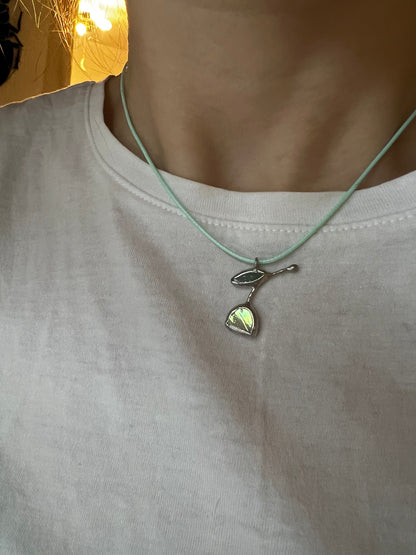 Stained Glass Tulip Necklace: Fused Floral Pendant, Nature Jewelry