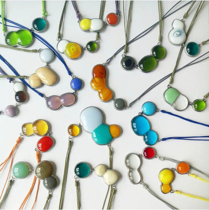 Fused Stained Glass Molecule Necklace: Colorful Orb Pendant