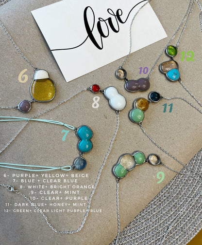 Fused Stained Glass Molecule Necklace: Colorful Orb Pendant