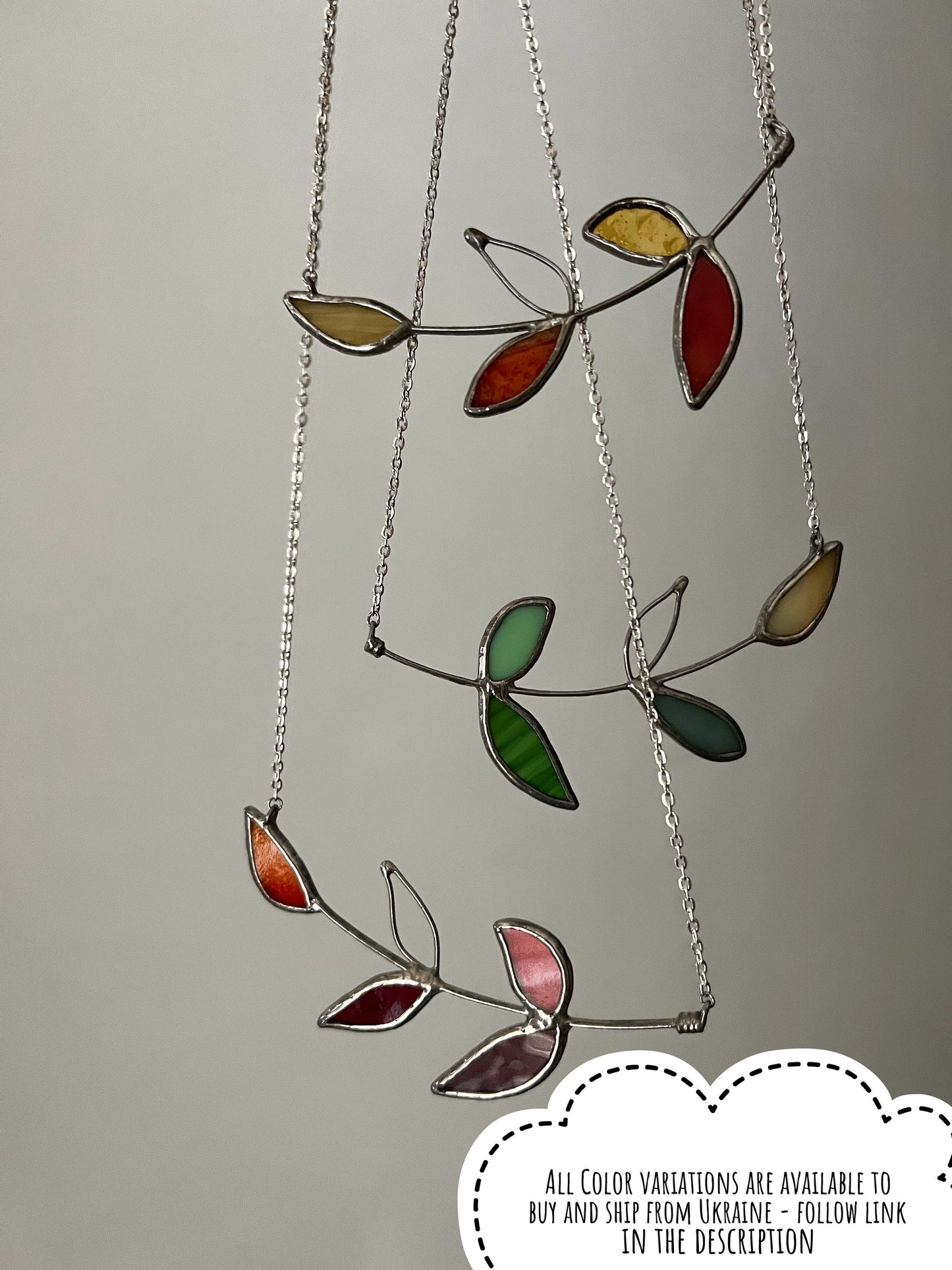 Stained Glass Leaf Necklace, Botanical Garden Jewelry, Tropical fall charm, green forest pendant