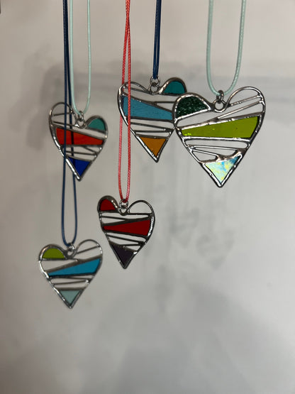 Stained Glass Heart Necklace: Colorful Statement Pendant