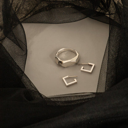 Minimalist Silver Square Stud Earrings | Unisex Modern Jewelry