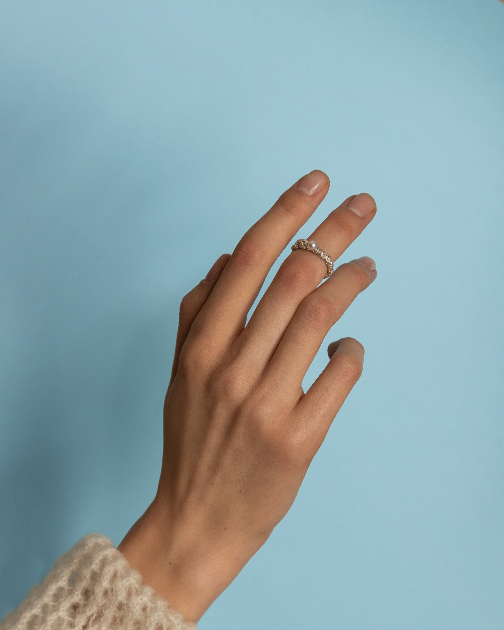 Sterling Silver Pearl Ring: Dainty Stacking Jewelry