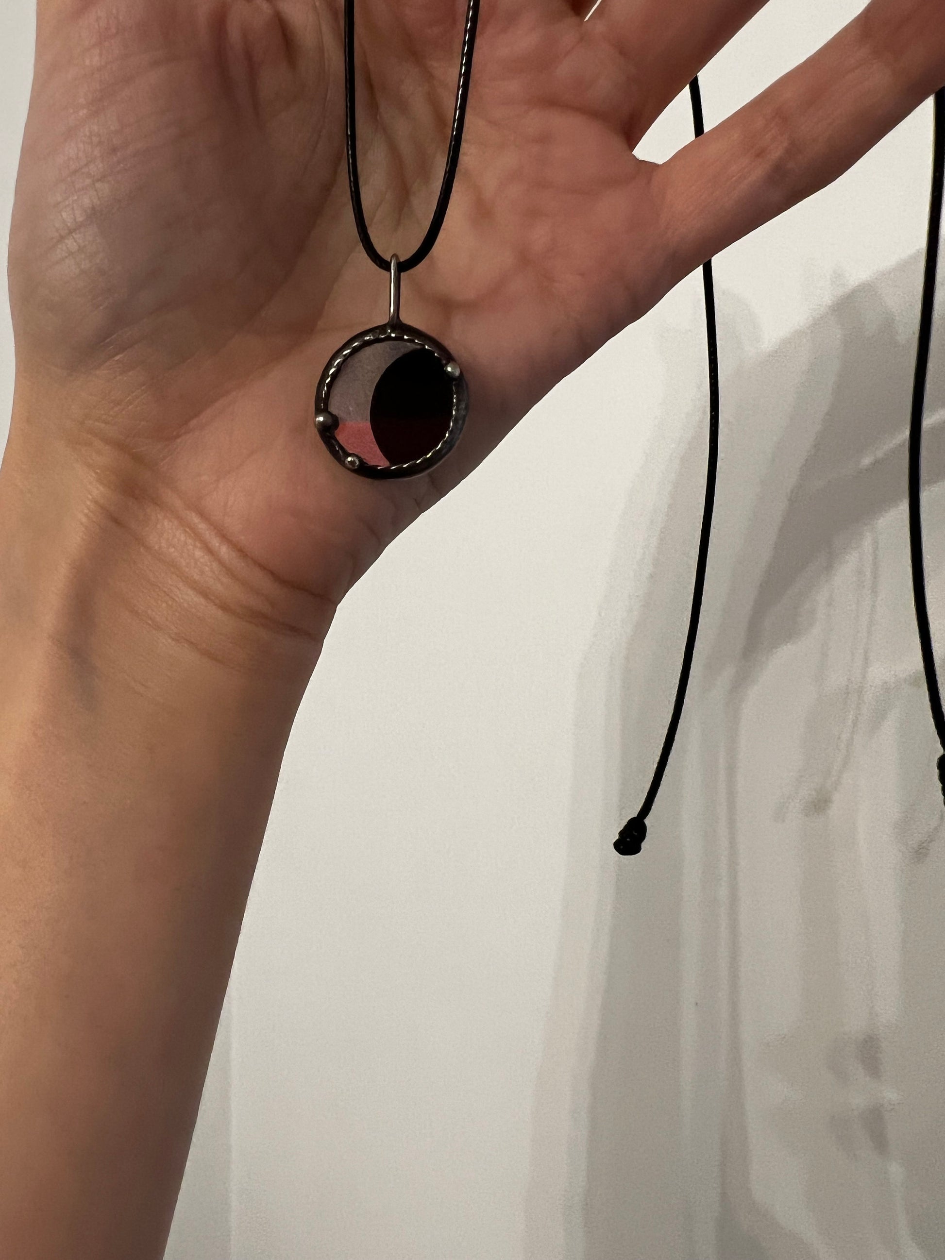 Moon Phase Glass Pendant Necklace: Solar System Jewelry