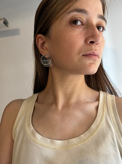 Clear Stained Glass Earrings: Geometric Silver Studs