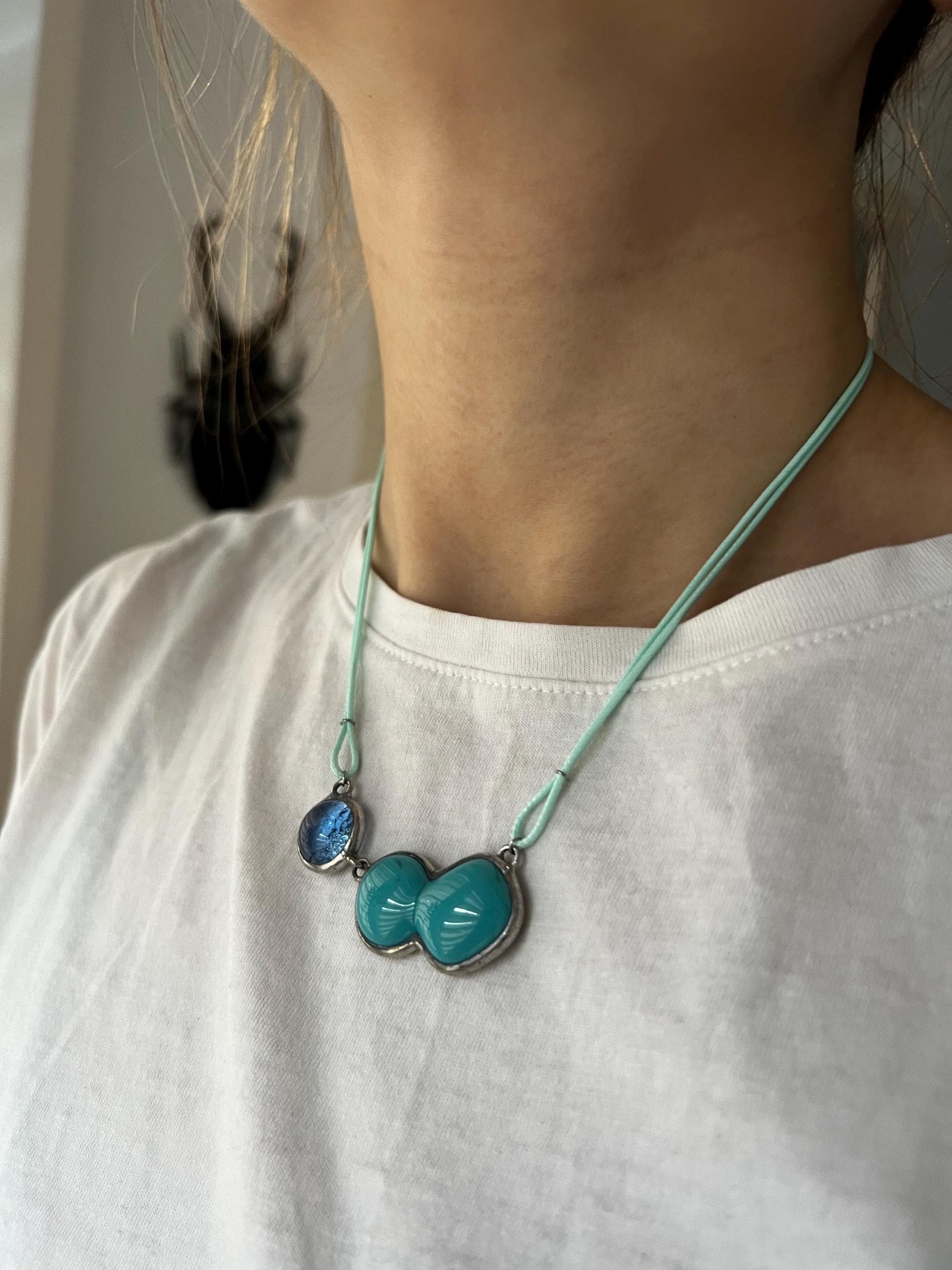 Fused Stained Glass Molecule Necklace: Colorful Orb Pendant