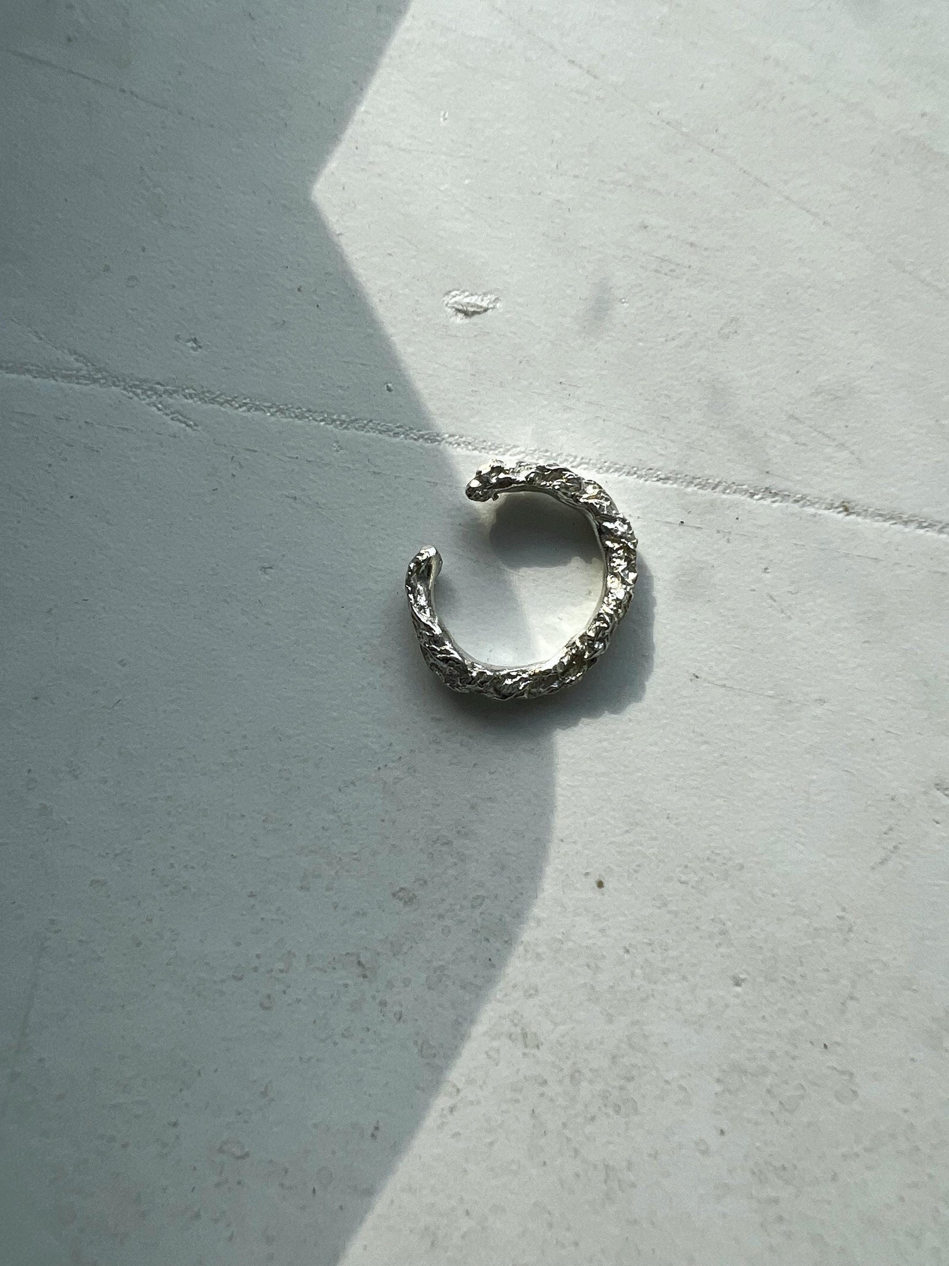 Delicate Sterling Silver Ear Cuff: Thin Textured Fake Piercing