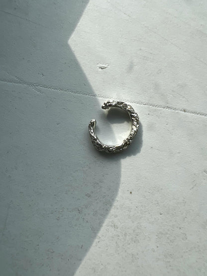 Delicate Sterling Silver Ear Cuff: Thin Textured Fake Piercing