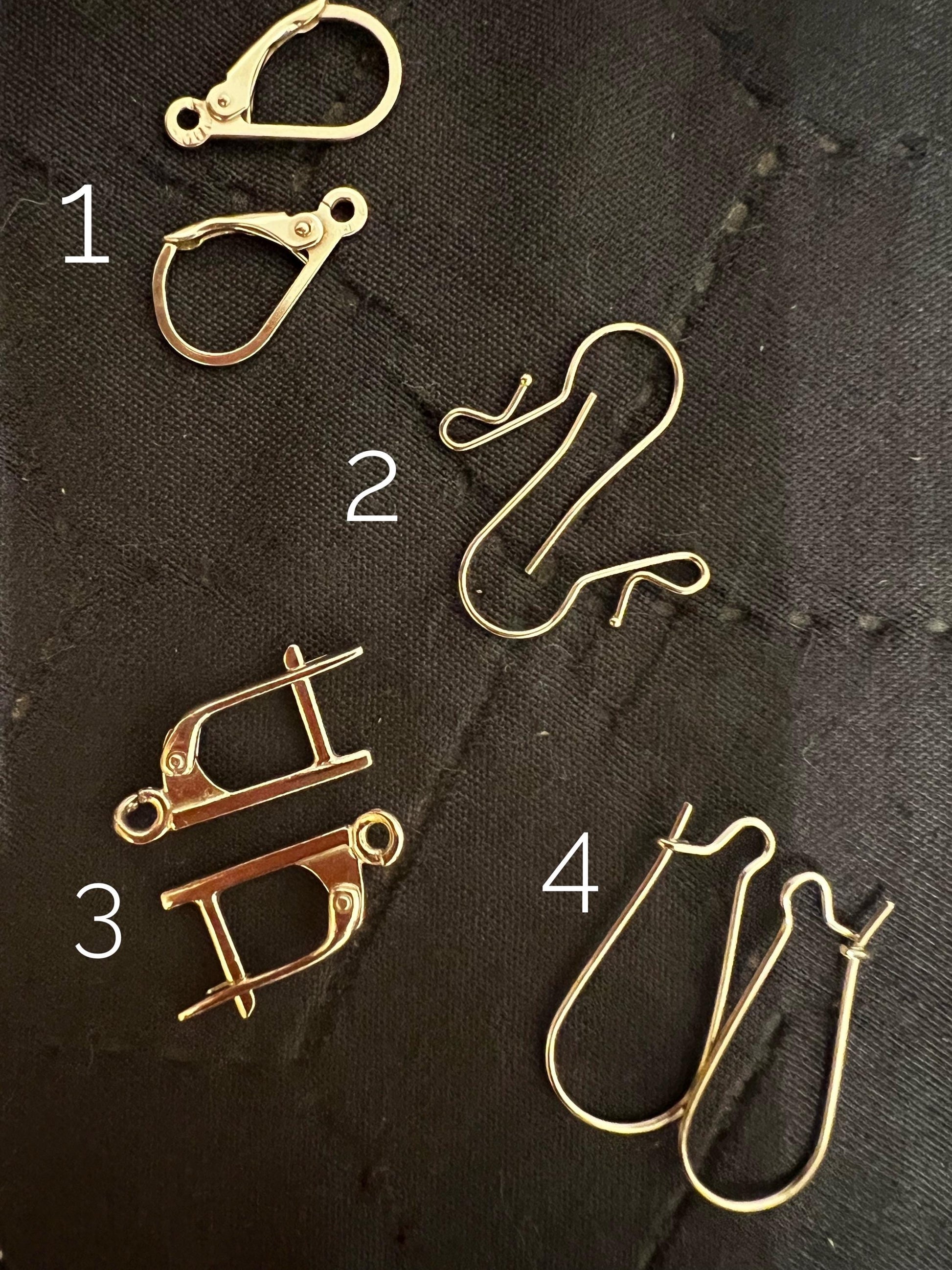 Earring hook options in silver and gold tone