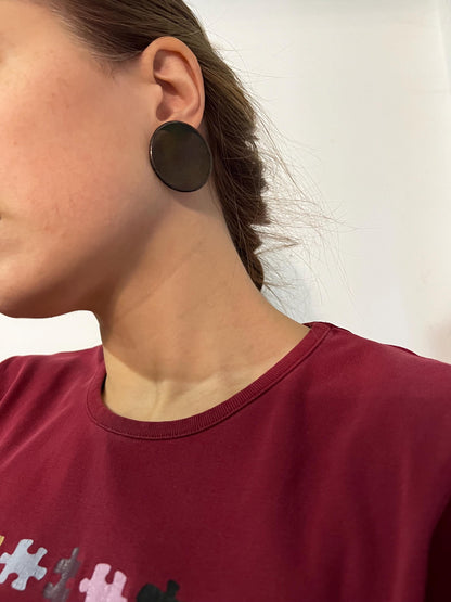 Handcrafted Big Circle Stud Earrings: Geometric Enamel Statement Jewelry
