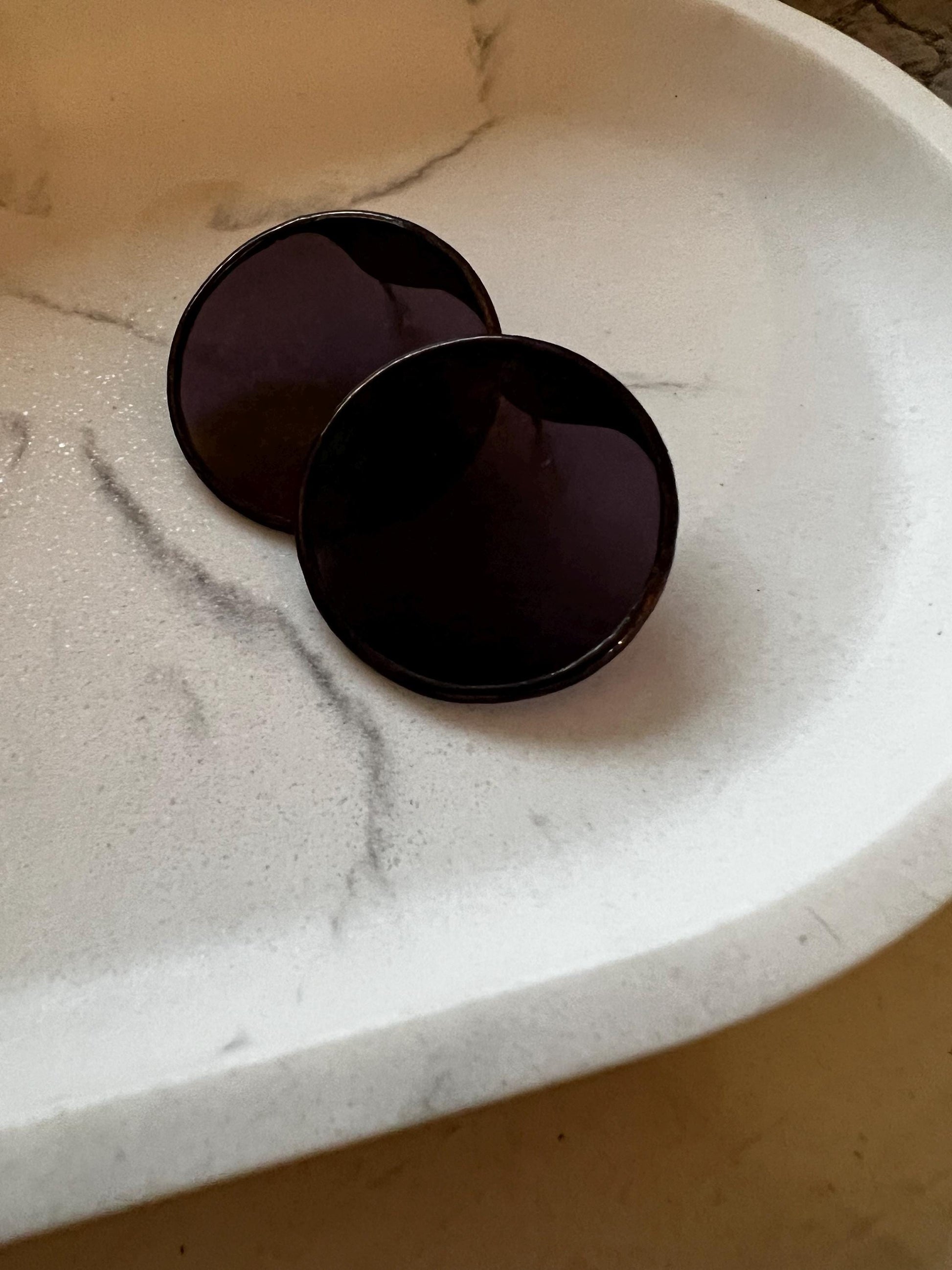 Handcrafted Big Circle Stud Earrings: Geometric Enamel Statement Jewelry