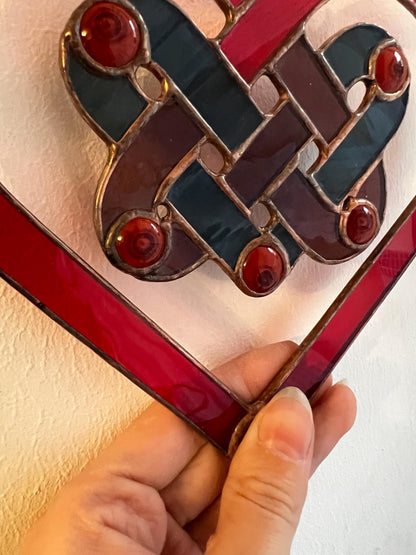 Heart shaped glass suncatcher with colorful details