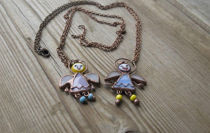 Stained Glass Angel Necklace: Handmade Suncatcher Pendant, Art Glass Jewelry