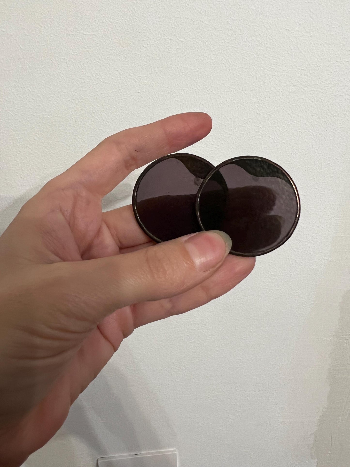 Handcrafted Big Circle Stud Earrings: Geometric Enamel Statement Jewelry