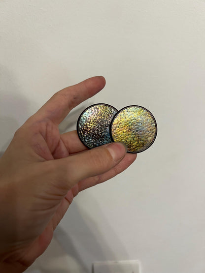 Handcrafted Big Circle Stud Earrings: Geometric Enamel Statement Jewelry