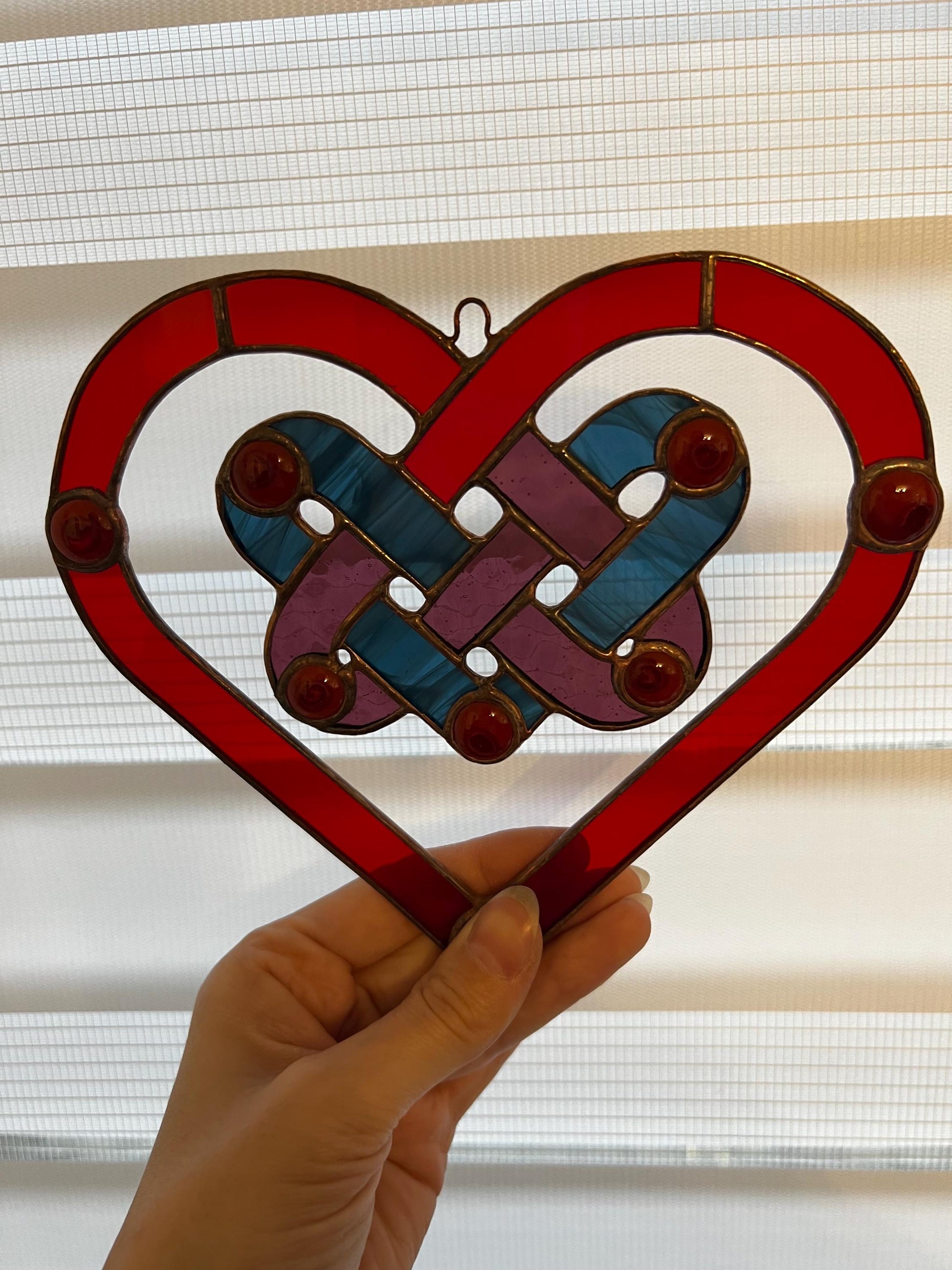 Unique handmade stained glass heart art