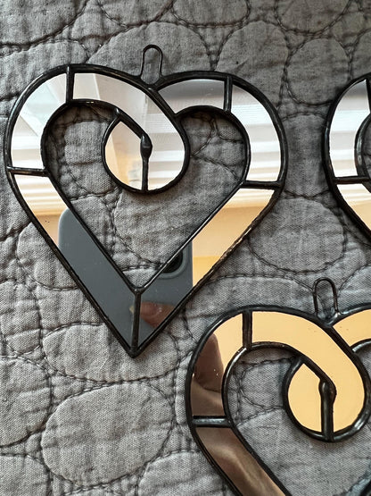 Romantic stained glass heart window hanging close up