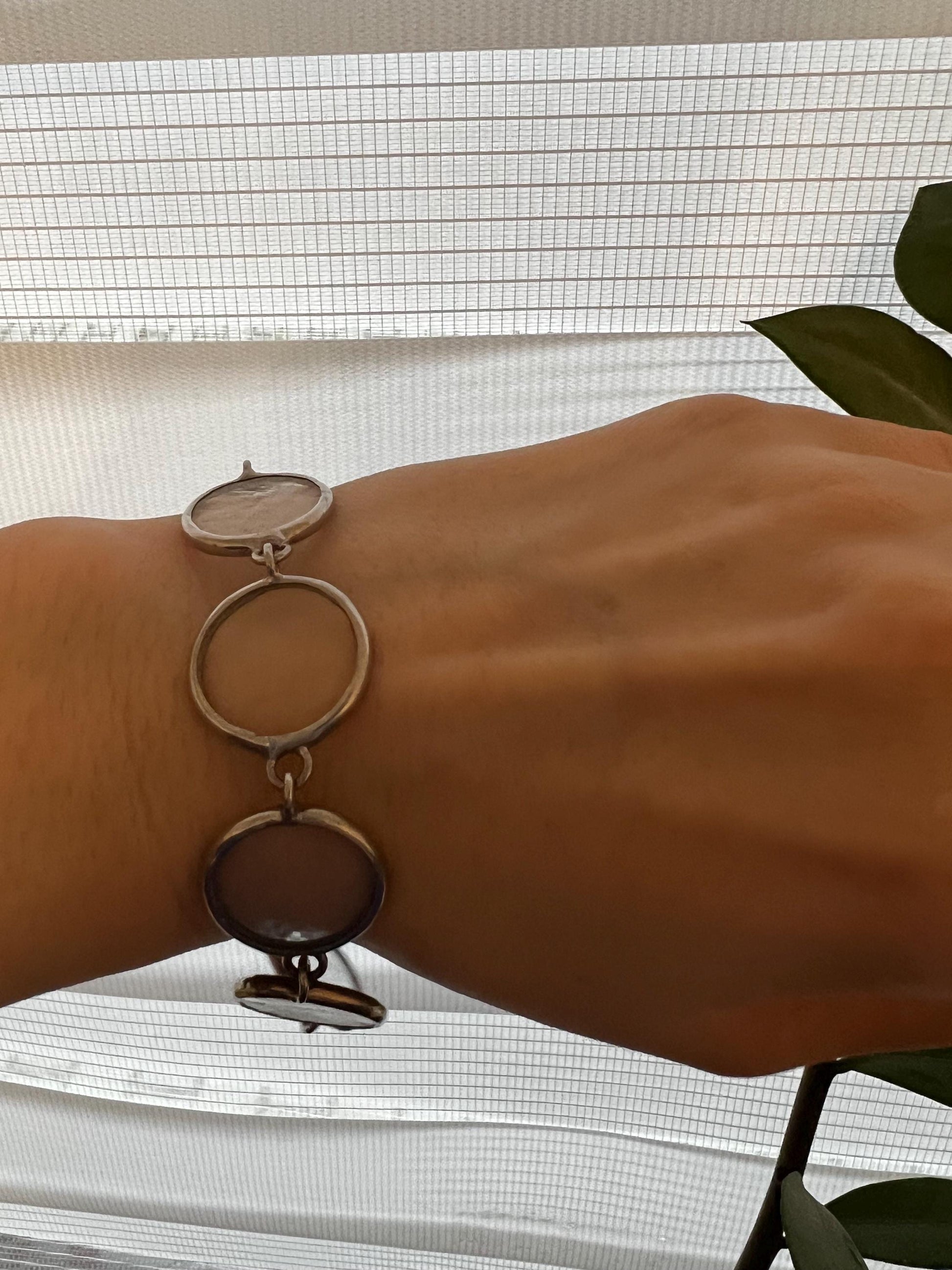 Stained Glass Disk Bracelet: Chunky Statement Jewelry