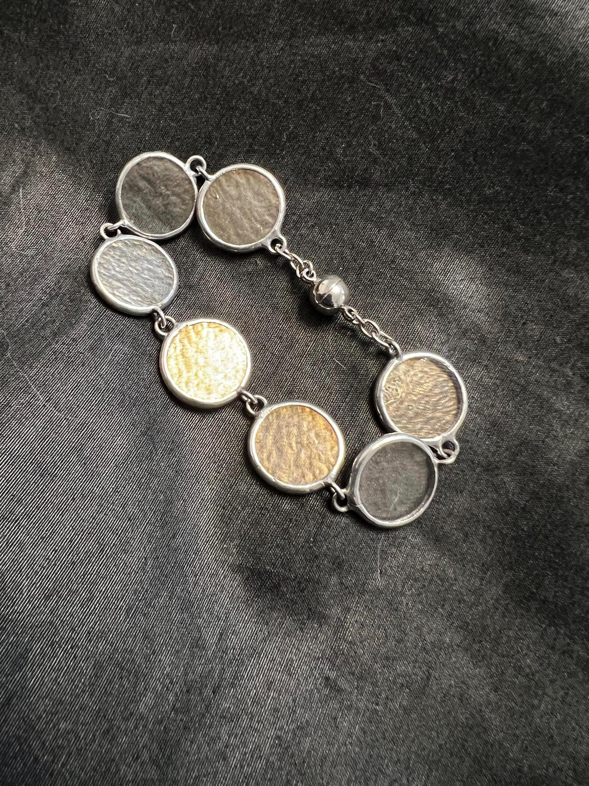 Stained Glass Disk Bracelet: Chunky Statement Jewelry