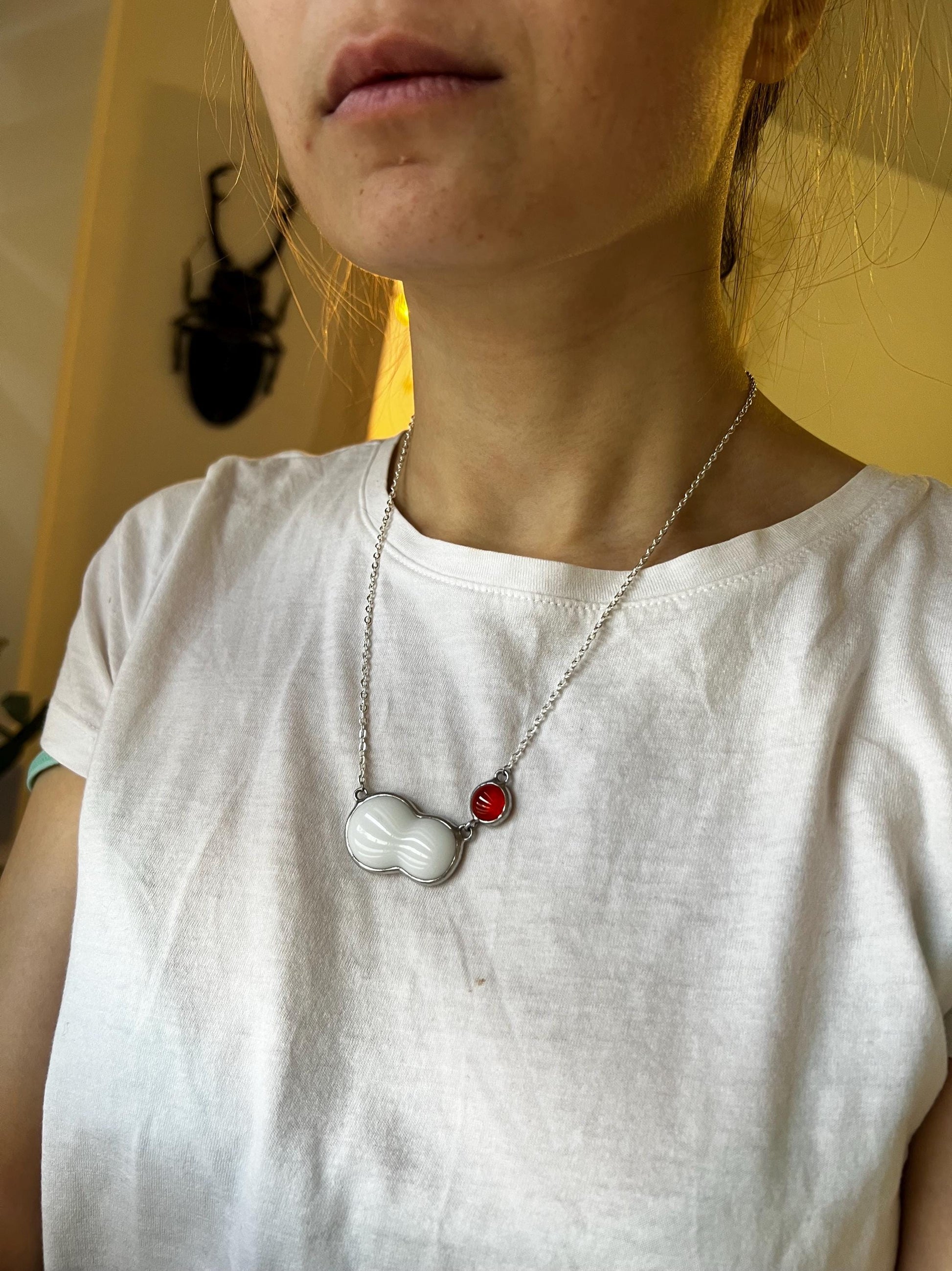 Fused Stained Glass Molecule Necklace: Colorful Orb Pendant