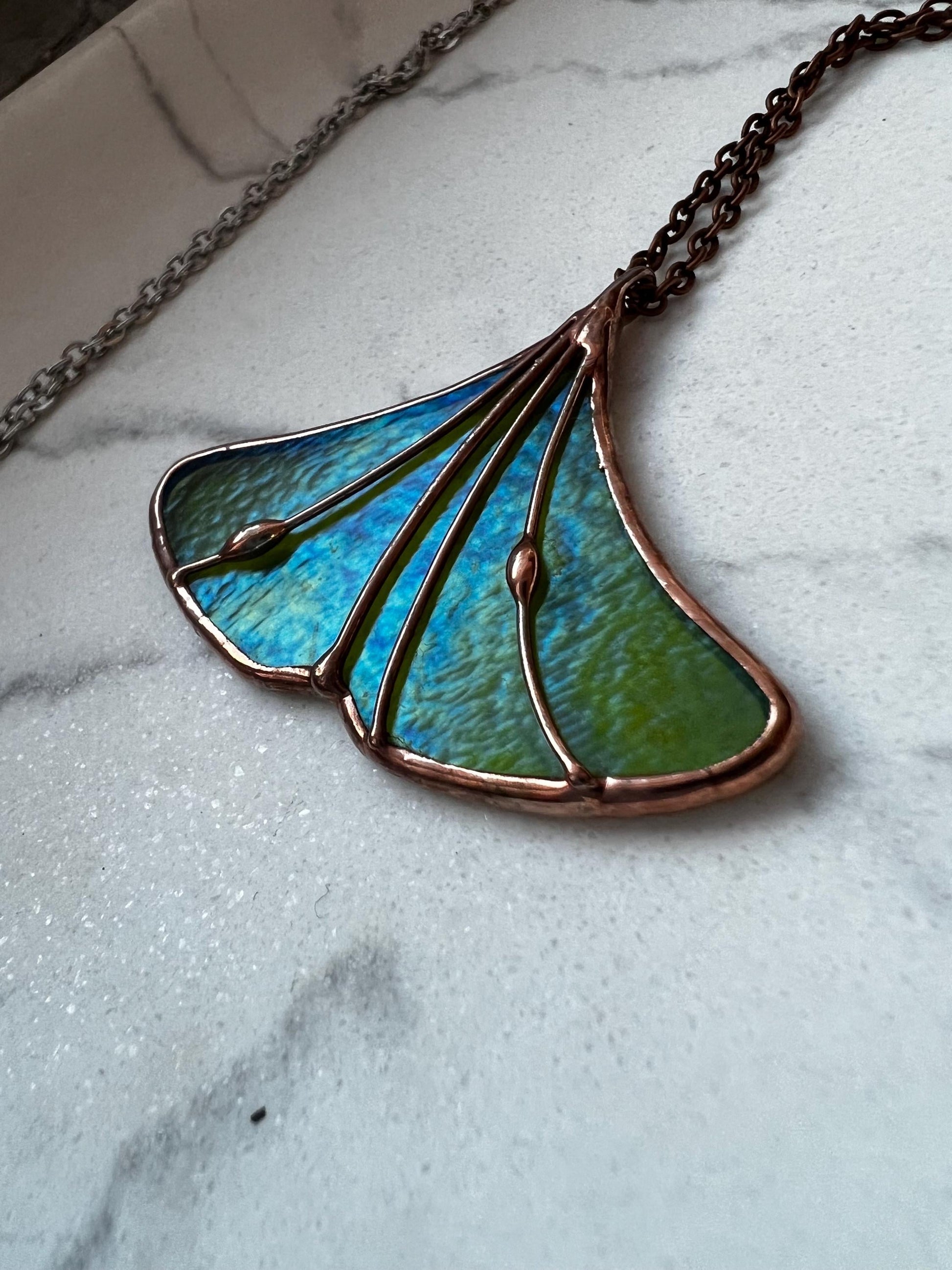 Stained Glass Ginkgo Leaf Earrings: Botanical Art Jewelry