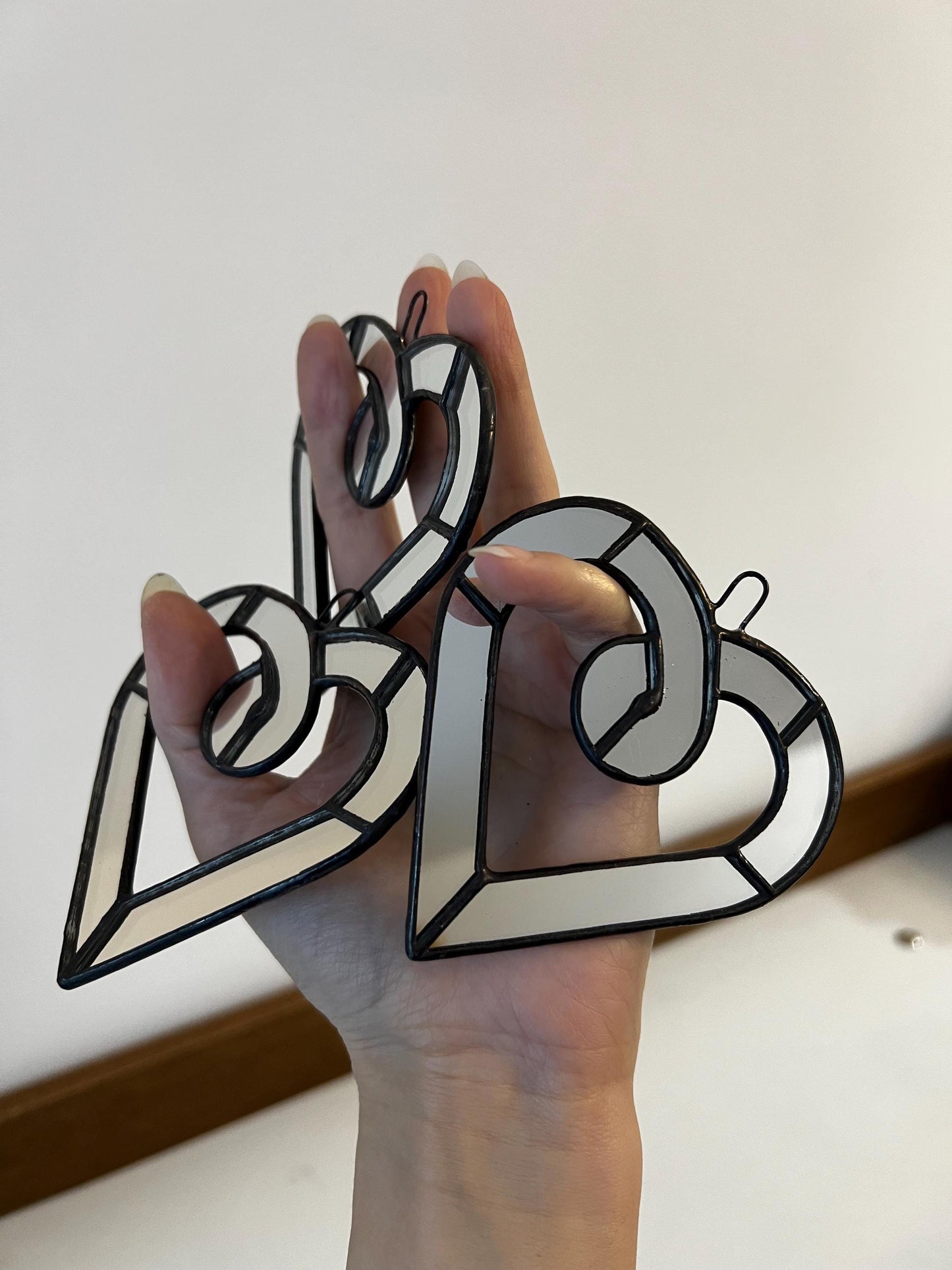 Handmade mirror heart suncatcher Valentine decor