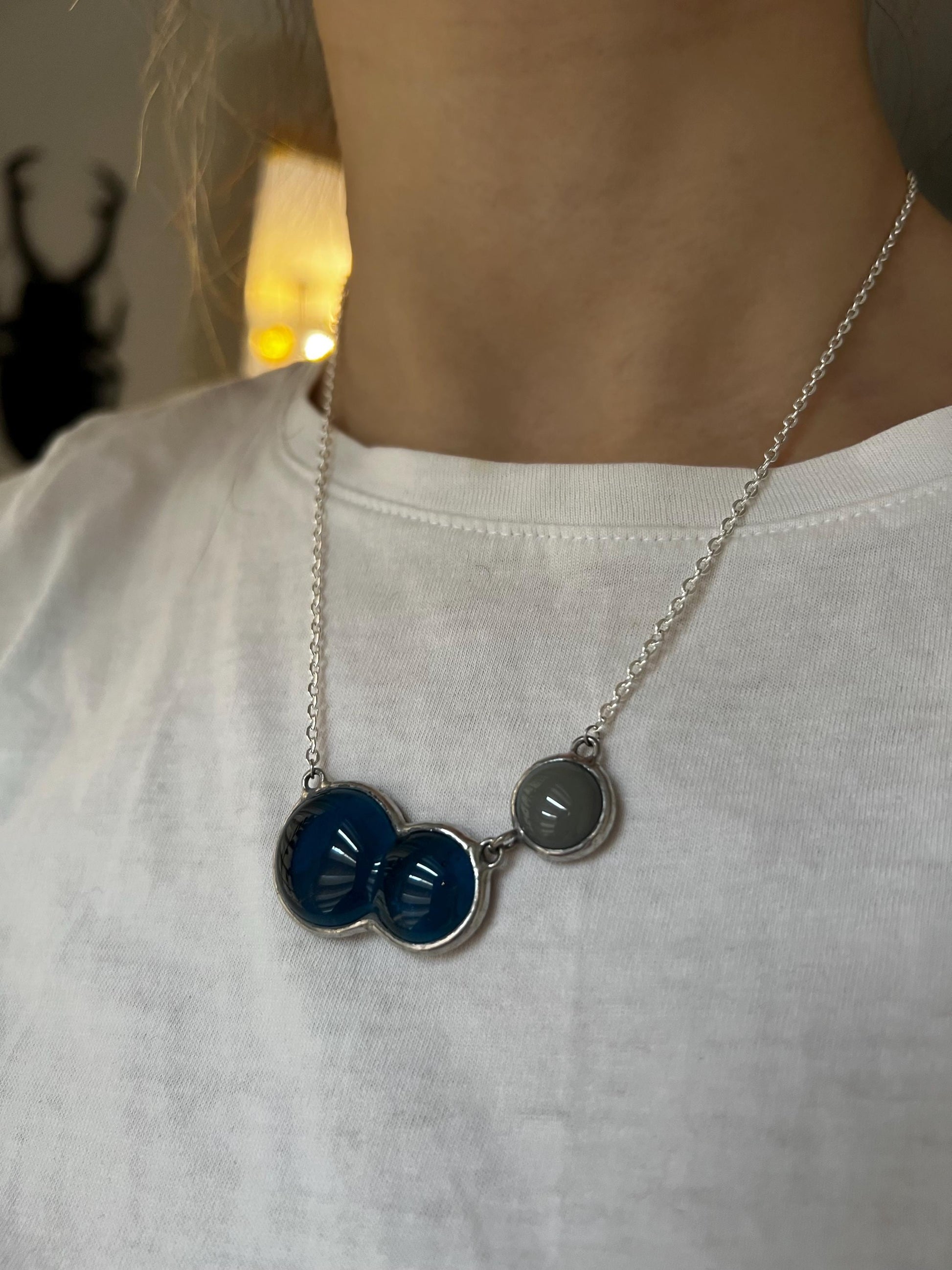 Fused Stained Glass Molecule Necklace: Colorful Orb Pendant