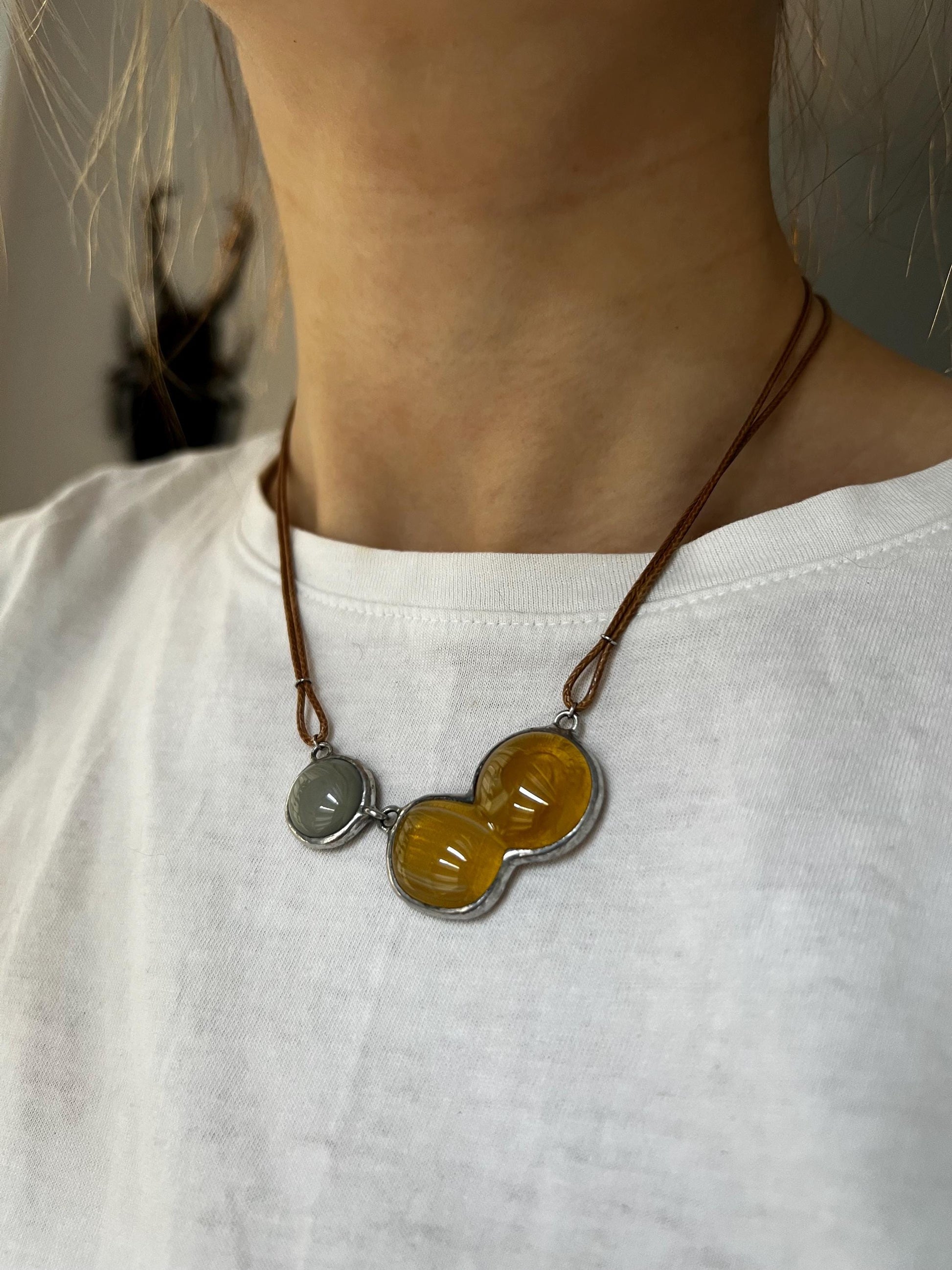 Fused Stained Glass Molecule Necklace: Colorful Orb Pendant