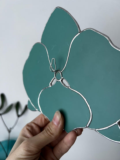 Stained Glass Flower Mirror: Unique Orchid Wall Hanging