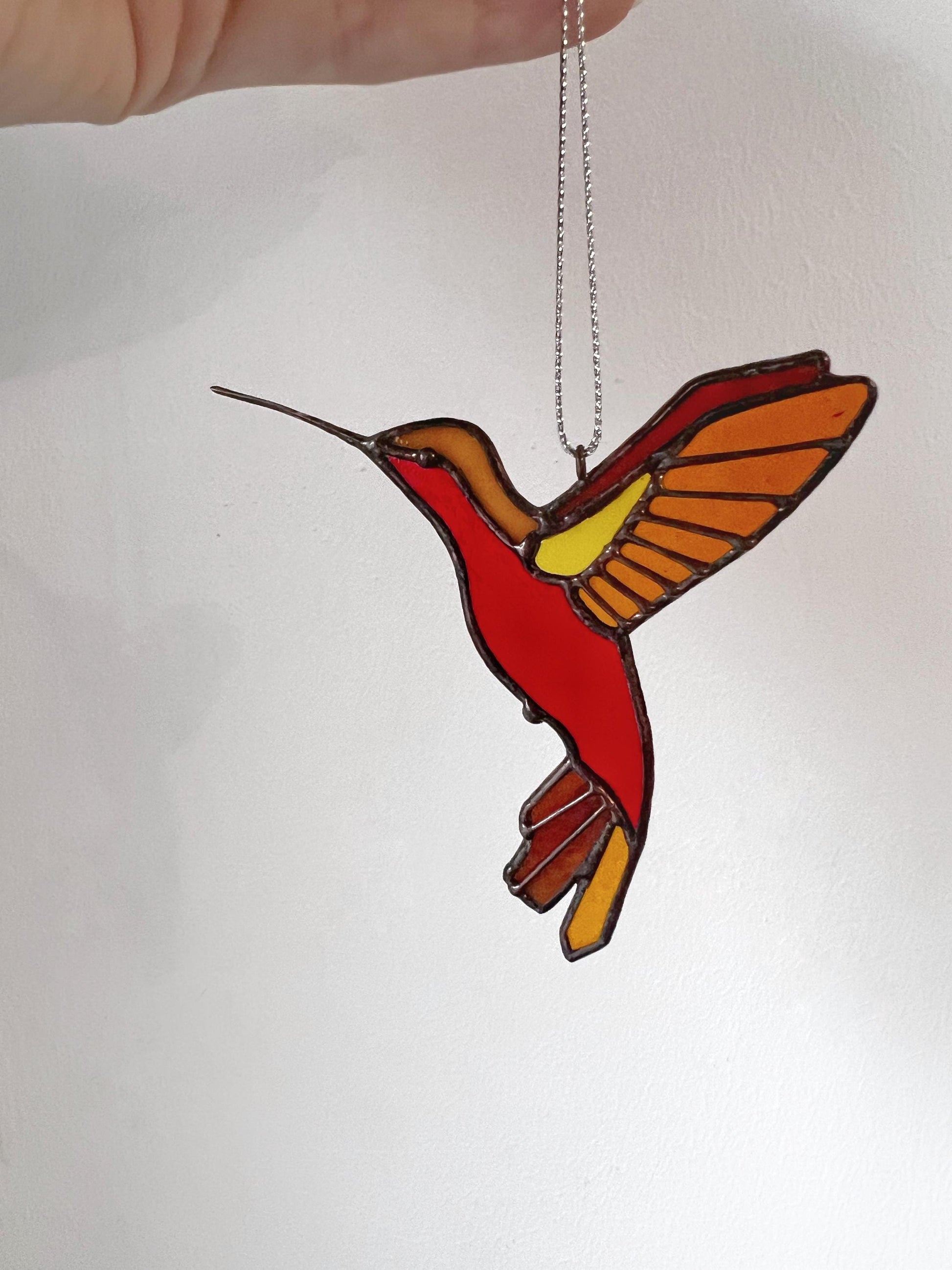 Stained Glass Hummingbird Suncatcher: Colorful Bird Decor