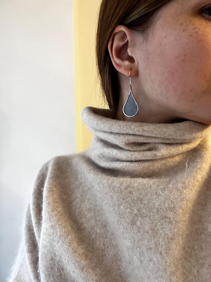 Stained Glass Teardrop Dangle Earrings: Handmade Iridescent Jewelry