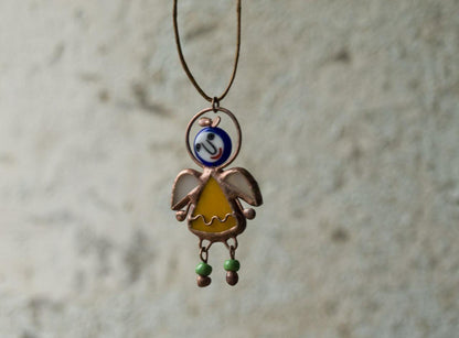 Stained Glass Angel Necklace: Handmade Suncatcher Pendant, Art Glass Jewelry
