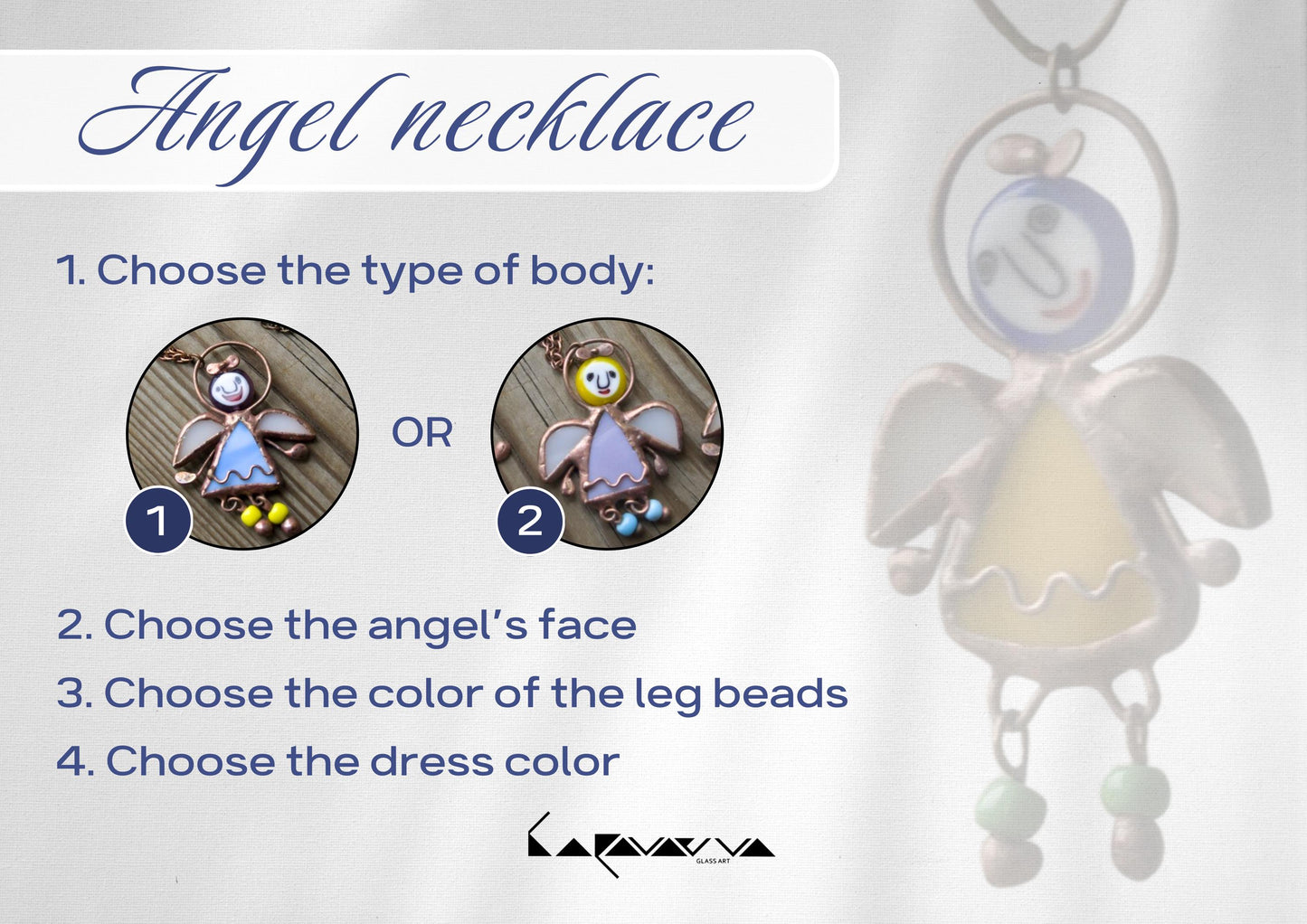Stained Glass Angel Necklace: Handmade Millefiori Pendant