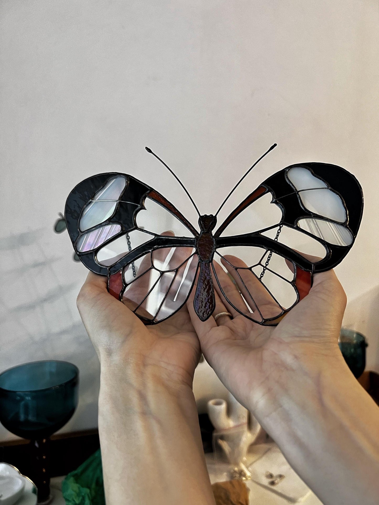Stained Glass Butterfly Suncatcher: Cottagecore Window Ornament