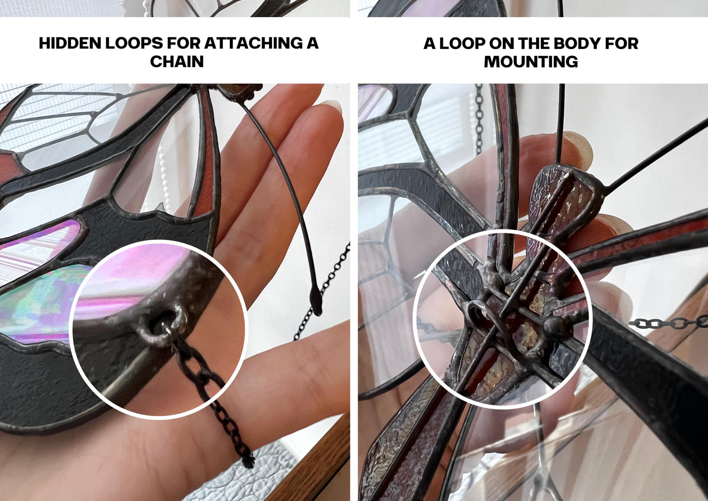 Stained Glass Butterfly Suncatcher: Black & Clear Window Decor