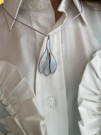 Handmade crocus pendant in lavender stained glass unique gift for her