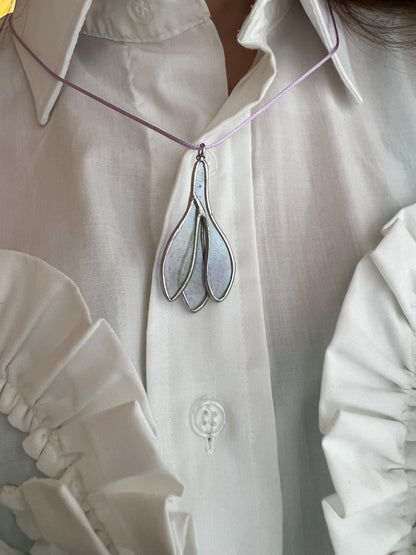Handmade crocus pendant in lavender stained glass unique gift for her