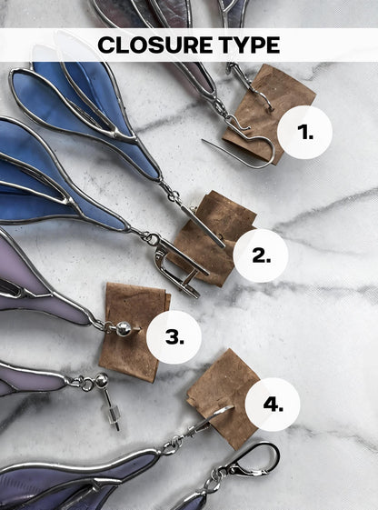 Stained Glass Crocus Earrings: Sterling Silver Floral Dangles