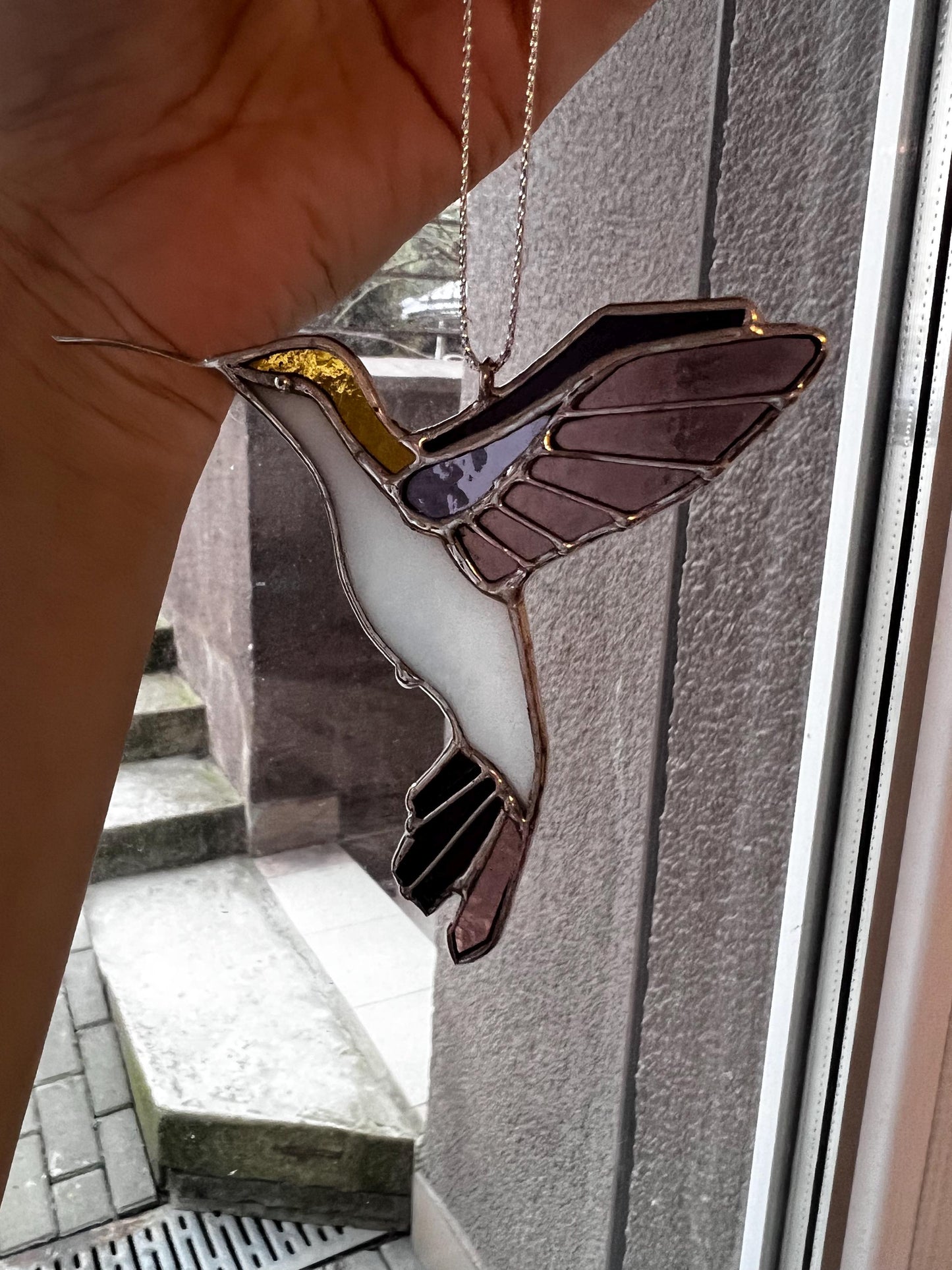 Stained Glass Hummingbird Suncatcher: Colorful Bird Decor