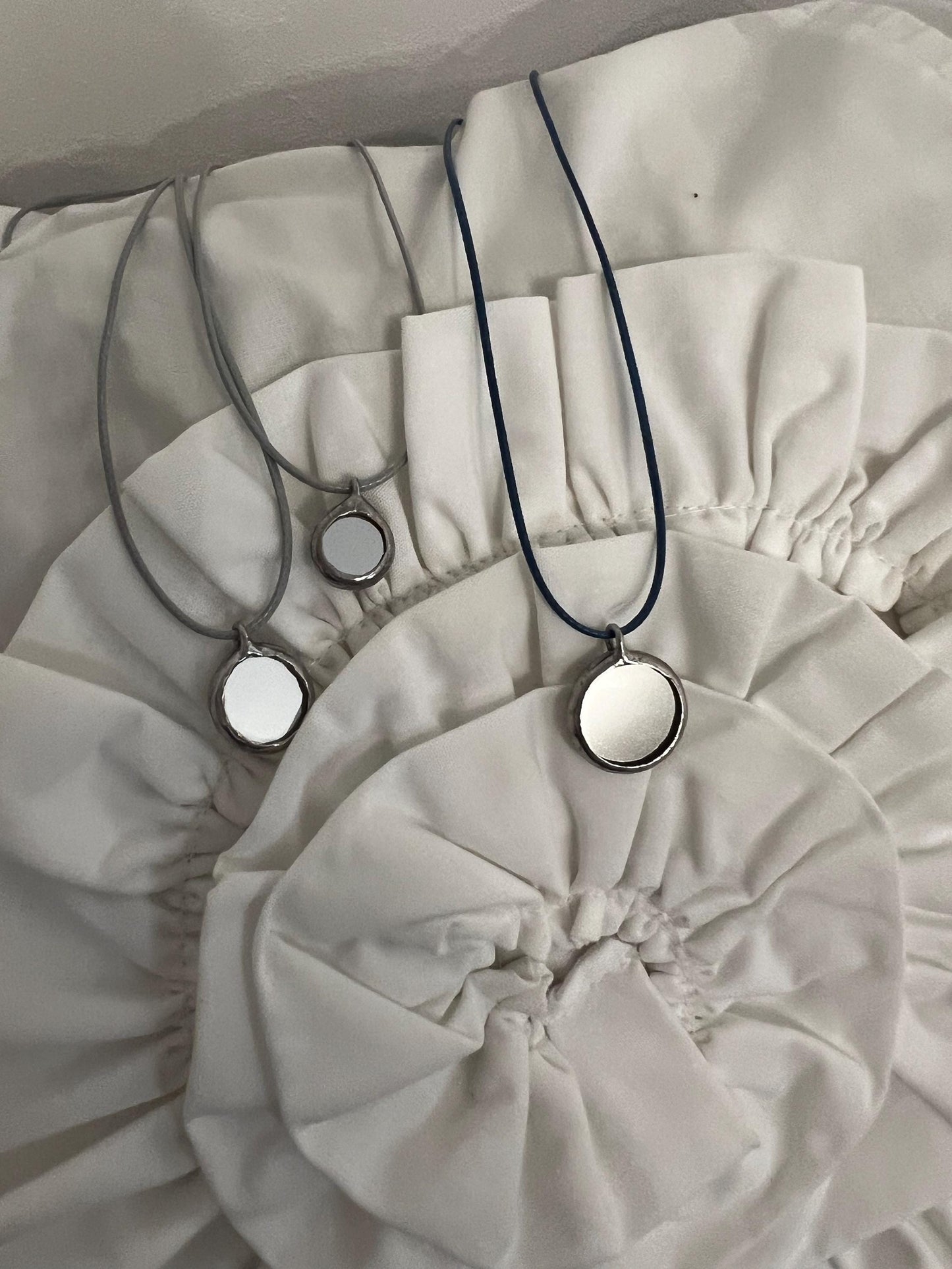 Glass Mirror Pendant Necklace: Celestial Amulet Jewelry