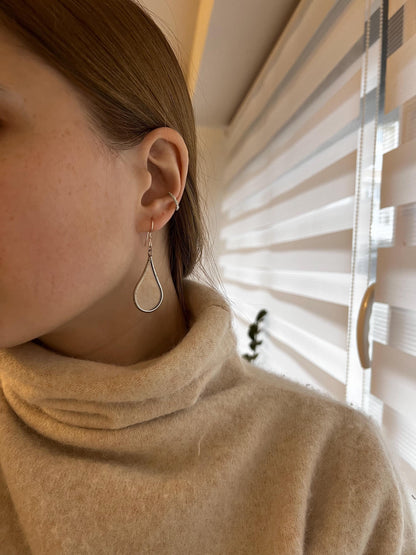 Stained Glass Teardrop Dangle Earrings: Handmade Iridescent Jewelry