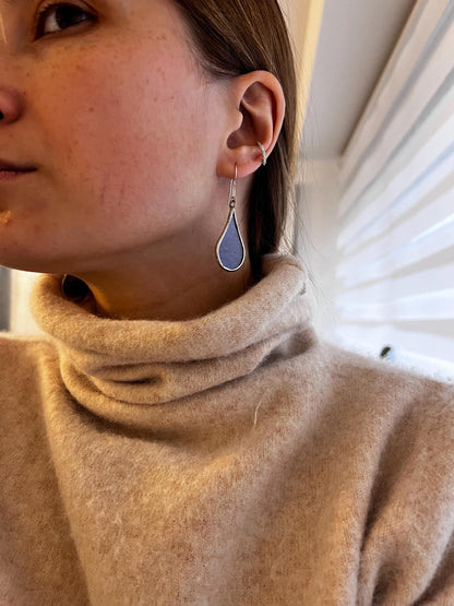 Stained Glass Teardrop Dangle Earrings: Handmade Iridescent Jewelry