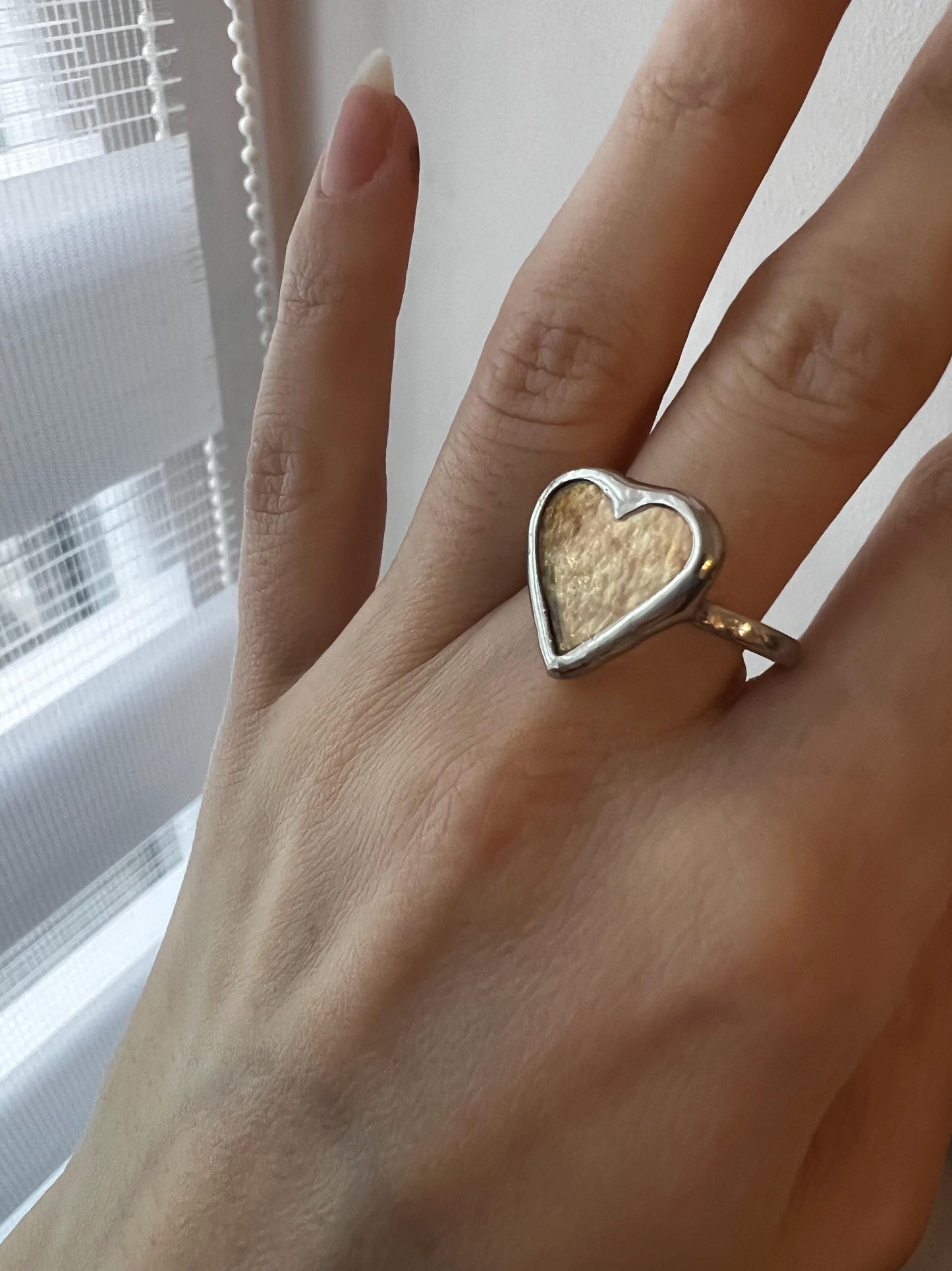 Stained Glass Heart Ring: Chunky Handmade Statement Ring