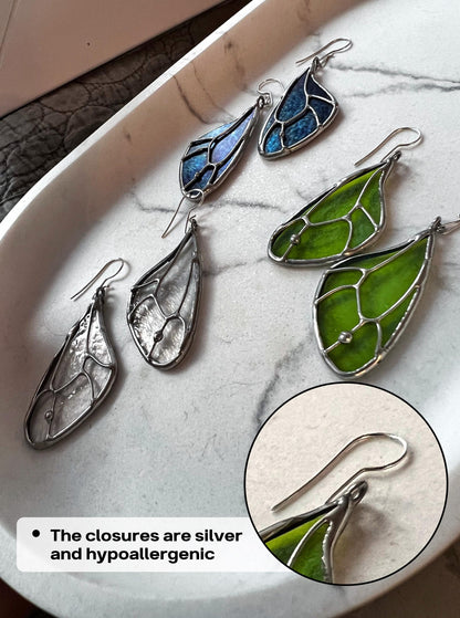 Stained Glass Butterfly Wing Earrings: Iridescent Fairycore Dangle