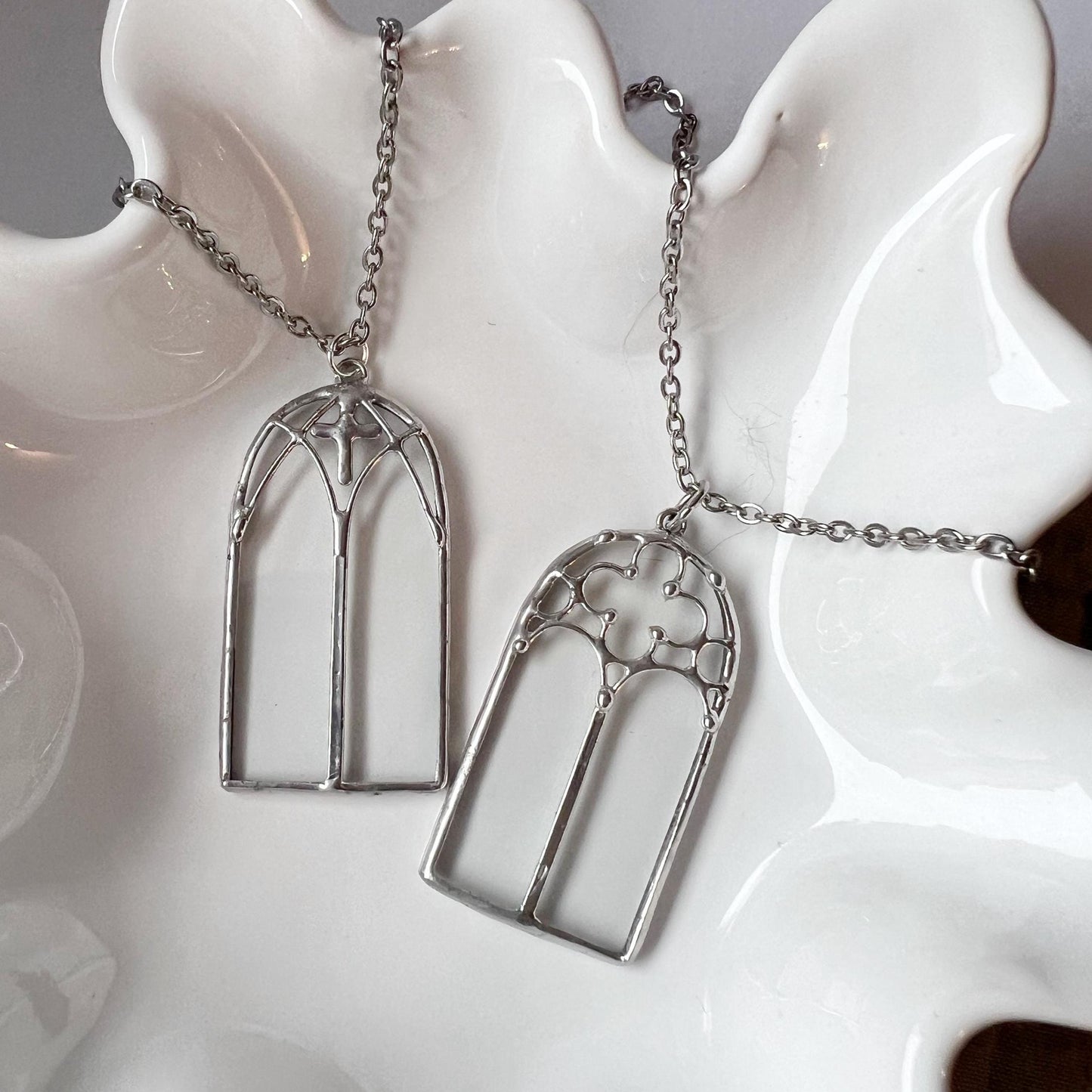 Medieval cathedral window pendant necklace, stained glass gothic necklace, clear statement unique necklace, gothic jewelry, gift for her